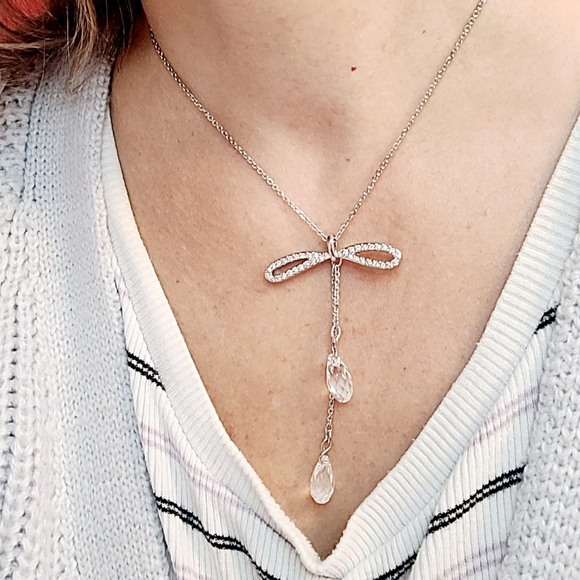 Swarovski Jewelry - Authentic Swarovski Crystal Bow and Tear Drop Necklace